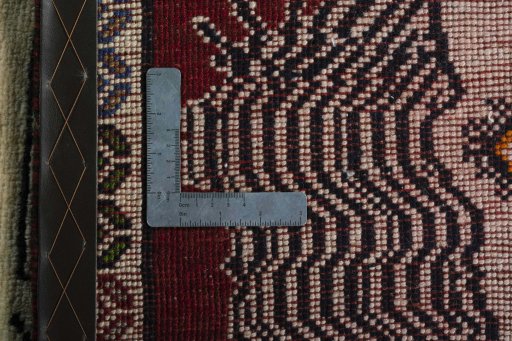 Close-up detail of 2000s Persian Gabbeh rug from Iran / Persia showing Wool weave