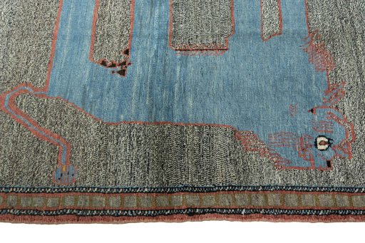Close-up detail of New Persian Gabbeh rug from Iran / Persia showing Wool weave