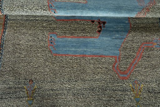 Full view of New Persian Gabbeh rug from Iran / Persia, 145 × 107 cm in Beige tones