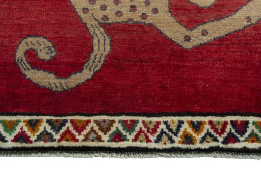 Central medallion detail of 2000s Persian Gabbeh rug from Iran / Persia