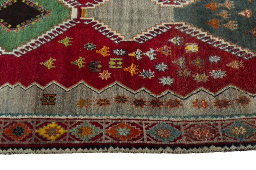 Close-up detail of 2000s Persian Gabbeh rug from Iran / Persia showing Wool weave