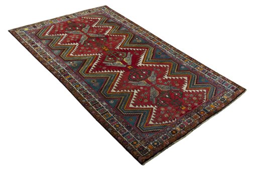 Close-up detail of 2000s Persian Gabbeh rug from Iran / Persia showing Wool weave