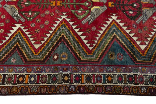 Close-up detail of 2000s Persian Gabbeh rug from Iran / Persia showing Wool weave