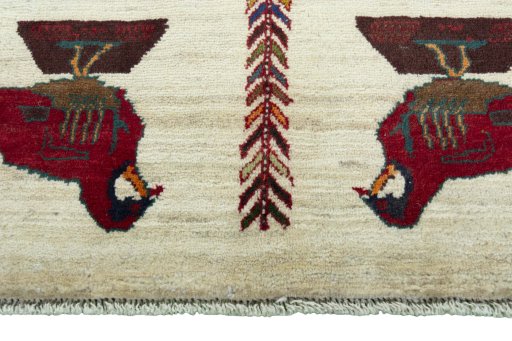 Central medallion detail of 2000s Persian Gabbeh rug from Iran / Persia