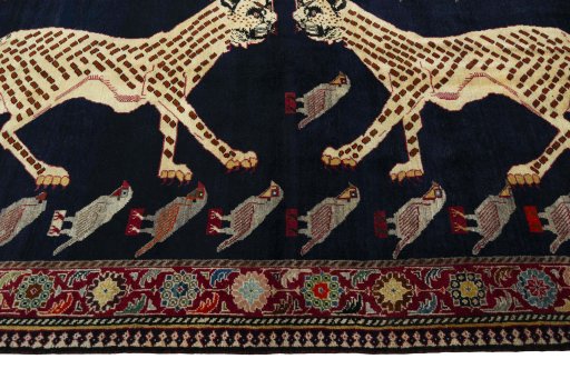 Close-up detail of 2000s Persian Gabbeh rug from Iran / Persia showing Wool weave