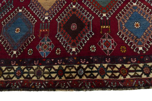 Central medallion detail of 2000s Persian Gabbeh rug from Iran / Persia