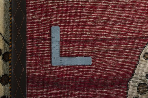 Close-up detail of 2000s Persian Gabbeh rug from Iran / Persia showing Wool weave