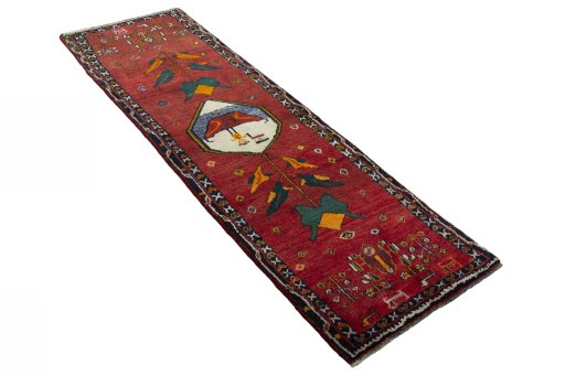 Close-up detail of 2000s Persian Gabbeh rug from Iran / Persia showing Wool weave