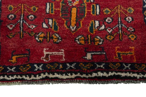 Close-up detail of 2000s Persian Gabbeh rug from Iran / Persia showing Wool weave