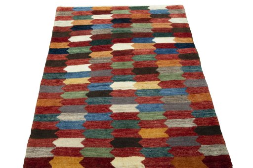 Surface texture of New Persian Gabbeh rug with natural Wool and intricate pattern