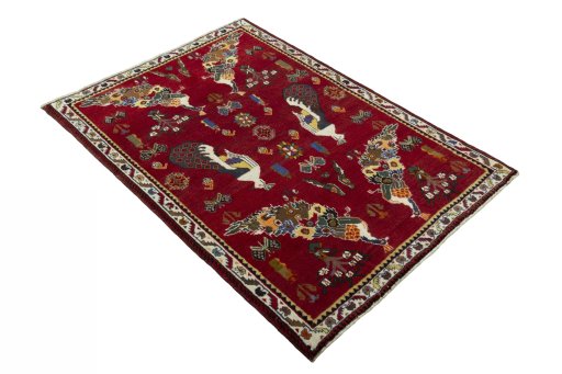 Close-up detail of 2000s Persian Gabbeh rug from Iran / Persia showing Wool weave