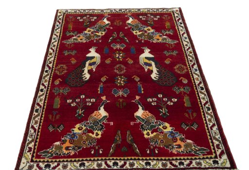 Surface texture of 2000s Persian Gabbeh rug with natural Wool and intricate pattern