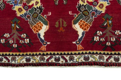 Close-up detail of 2000s Persian Gabbeh rug from Iran / Persia showing Wool weave