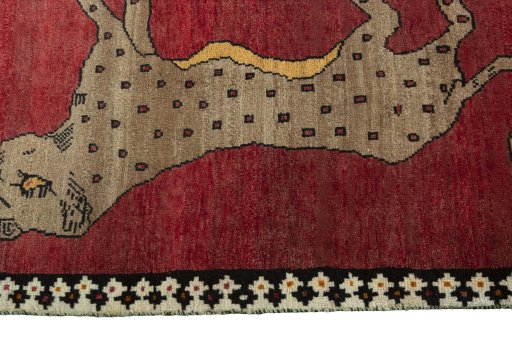 Close-up detail of 2000s Persian Gabbeh rug from Iran / Persia showing Wool weave