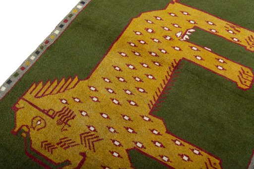 Backside of handmade 2000s Persian Gabbeh rug showing knot structure and weave density