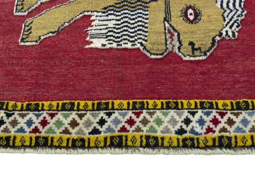 Central medallion detail of 2000s Persian Gabbeh rug from Iran / Persia