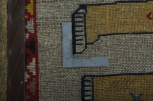 Close-up detail of 2000s Persian Gabbeh rug from Iran / Persia showing Wool weave