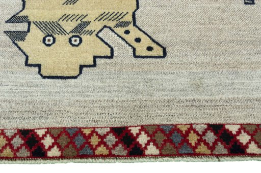 Central medallion detail of 2000s Persian Gabbeh rug from Iran / Persia