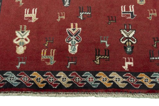 Central medallion detail of 2000s Persian Gabbeh rug from Iran / Persia