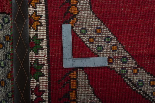 Close-up detail of 2000s Persian Gabbeh rug from Iran / Persia showing Wool weave