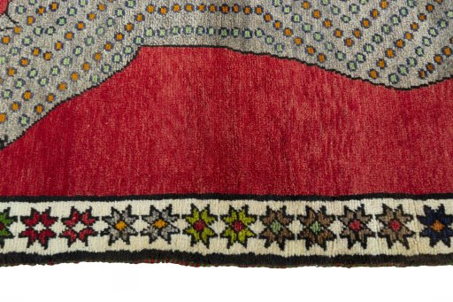 Close-up detail of 2000s Persian Gabbeh rug from Iran / Persia showing Wool weave