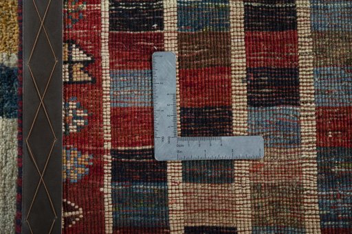 Close-up detail of 2000s Persian Gabbeh rug from Iran / Persia showing Wool weave