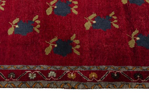 Close-up detail of 2000s Persian Gabbeh rug from Iran / Persia showing Wool weave