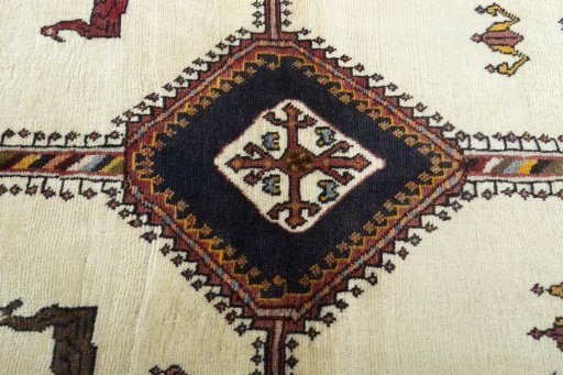 Central medallion detail of 2000s Persian Gabbeh rug from Iran / Persia