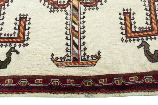 Close-up detail of 2000s Persian Gabbeh rug from Iran / Persia showing Wool weave