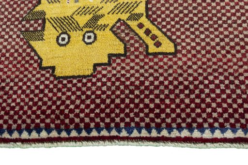 Central medallion detail of 2000s Persian Gabbeh rug from Iran / Persia