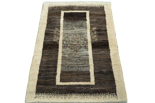 Surface texture of New Persian Gabbeh rug with natural Wool and intricate pattern