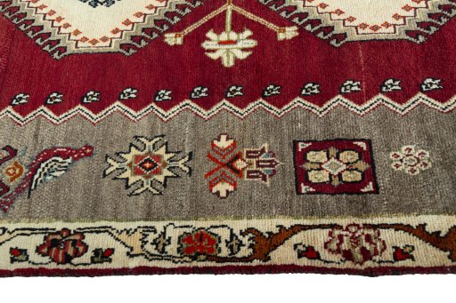 Close-up detail of 2000s Persian Gabbeh rug from Iran / Persia showing Wool weave