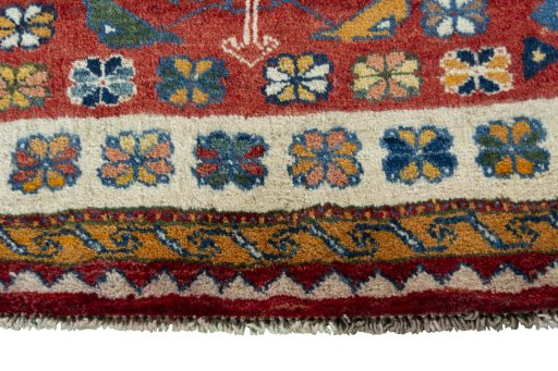 Central medallion detail of 2000s Persian Gabbeh rug from Iran / Persia