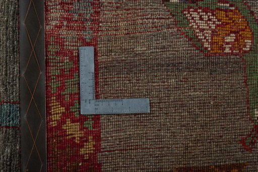 Close-up detail of 2000s Persian Gabbeh rug from Iran / Persia showing Wool weave