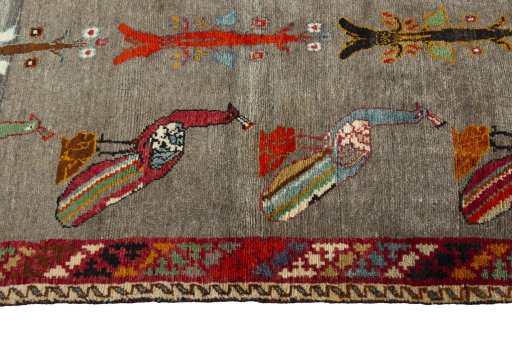 Close-up detail of 2000s Persian Gabbeh rug from Iran / Persia showing Wool weave