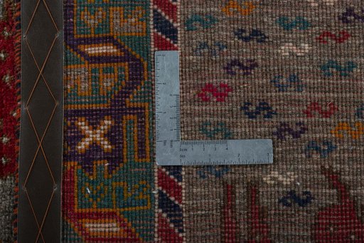 Close-up detail of 2000s Persian Gabbeh rug from Iran / Persia showing Wool weave