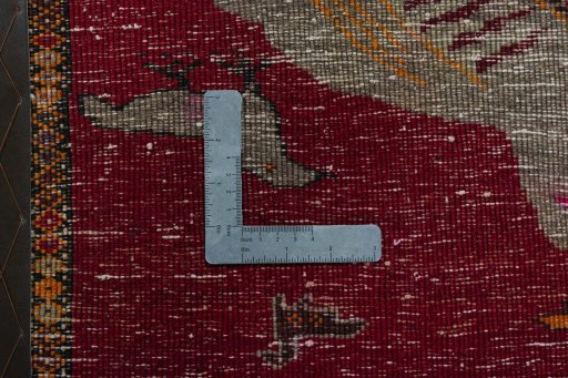 Backside of handmade 1970s Persian Gabbeh rug showing knot structure and weave density