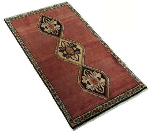 Close-up detail of 2000s Persian Gabbeh rug from Iran / Persia showing Wool weave