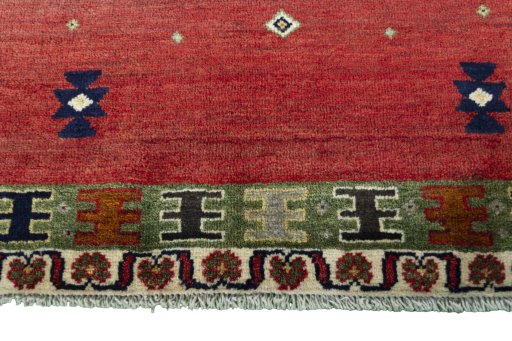 Central medallion detail of 2000s Persian Gabbeh rug from Iran / Persia