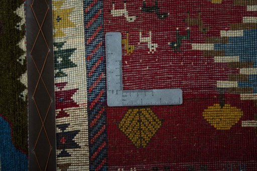 Close-up detail of 2000s Persian Gabbeh rug from Iran / Persia showing Wool weave