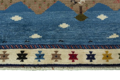 Central medallion detail of 2000s Persian Gabbeh rug from Iran / Persia