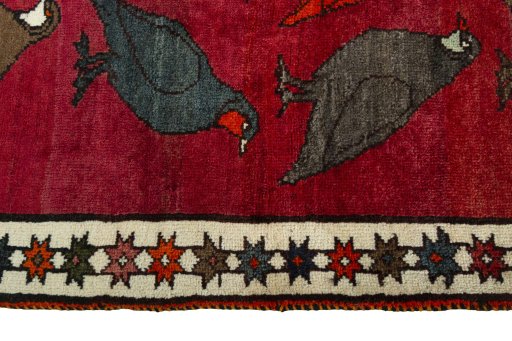Close-up detail of 2000s Persian Gabbeh rug from Iran / Persia showing Wool weave