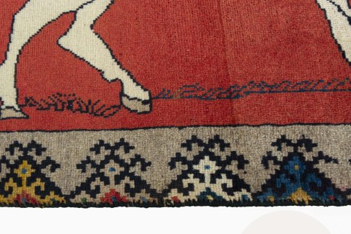 Close-up detail of 2000s Persian Gabbeh rug from Iran / Persia showing Wool weave