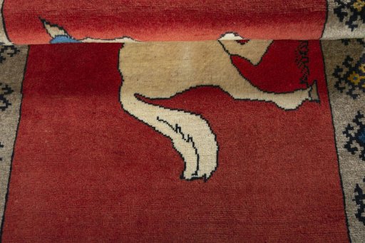 Full view of 2000s Persian Gabbeh rug from Iran / Persia, 121 × 80 cm in Red tones
