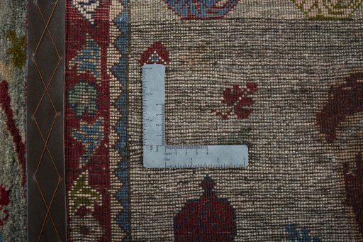 Close-up detail of 2000s Persian Gabbeh rug from Iran / Persia showing Wool weave
