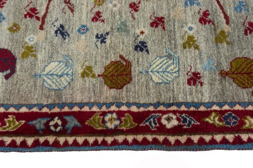 Close-up detail of 2000s Persian Gabbeh rug from Iran / Persia showing Wool weave
