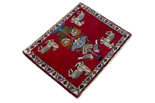 Close-up detail of 2000s Persian Gabbeh rug from Iran / Persia showing Wool weave