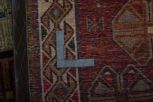 Close-up detail of 2000s Persian Gabbeh rug from Iran / Persia showing Wool weave