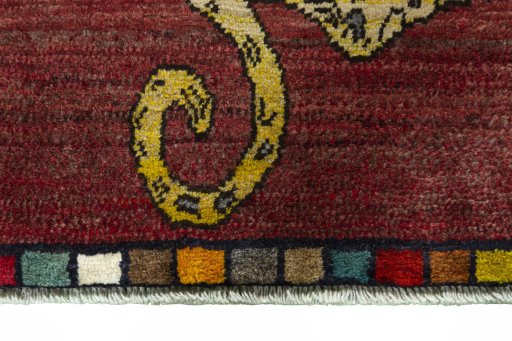 Central medallion detail of 2000s Persian Gabbeh rug from Iran / Persia