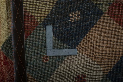 Close-up detail of 2000s Persian Gabbeh rug from Iran / Persia showing Wool weave